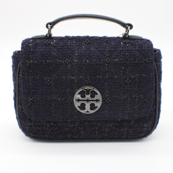 Tory Burch Handbags - TORY BURCH *NWT* Willa Tweed Mini Top Handle Bag, 86050, Navy, Gunmetal